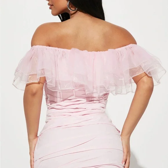 Dianne Off Shoulder Pink Birthday Barbie Dress - Picture 2 of 3